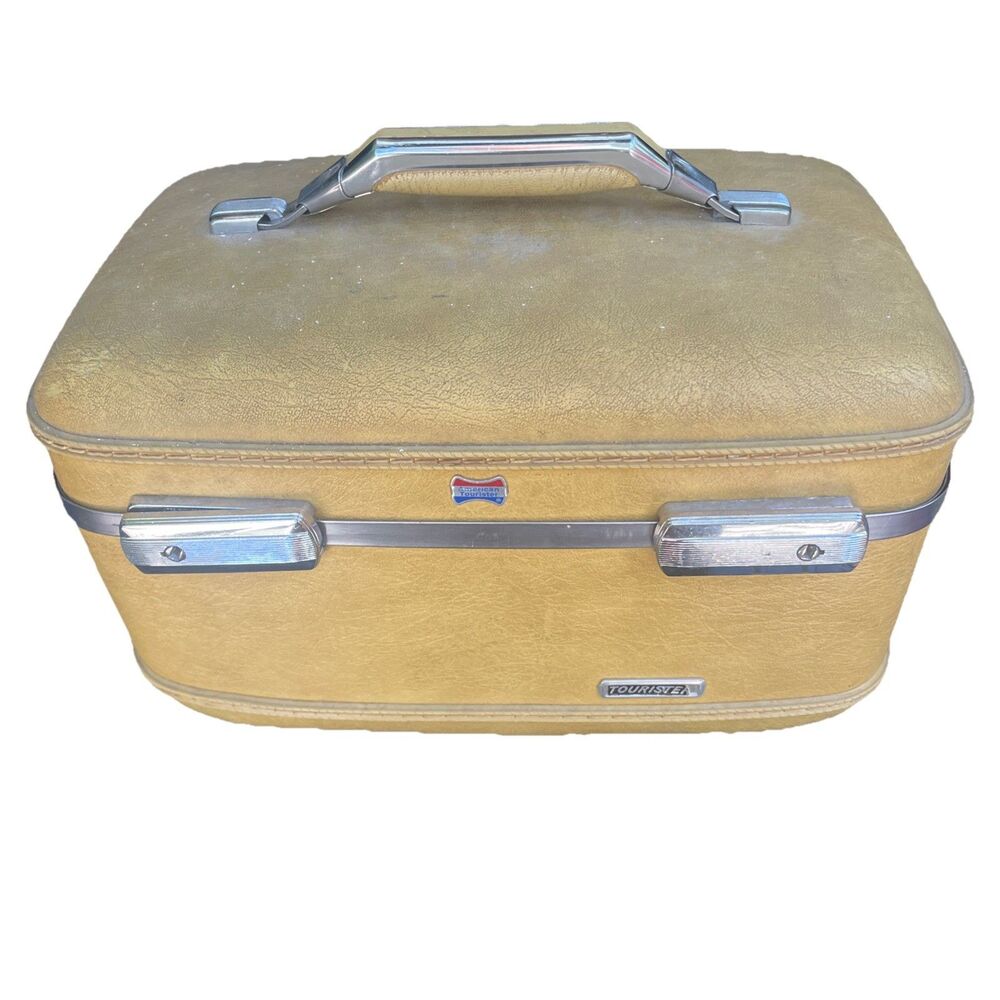 Vintage American Tourister Escort Brown Hardshell Travel Case Mustard Yellow